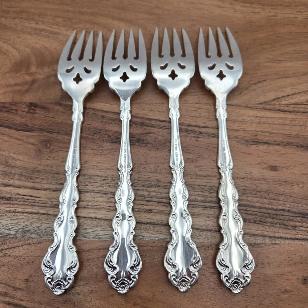 Set Of 4 Oneida Community Beethoven Silverplate Salad Forks Betty Crocker